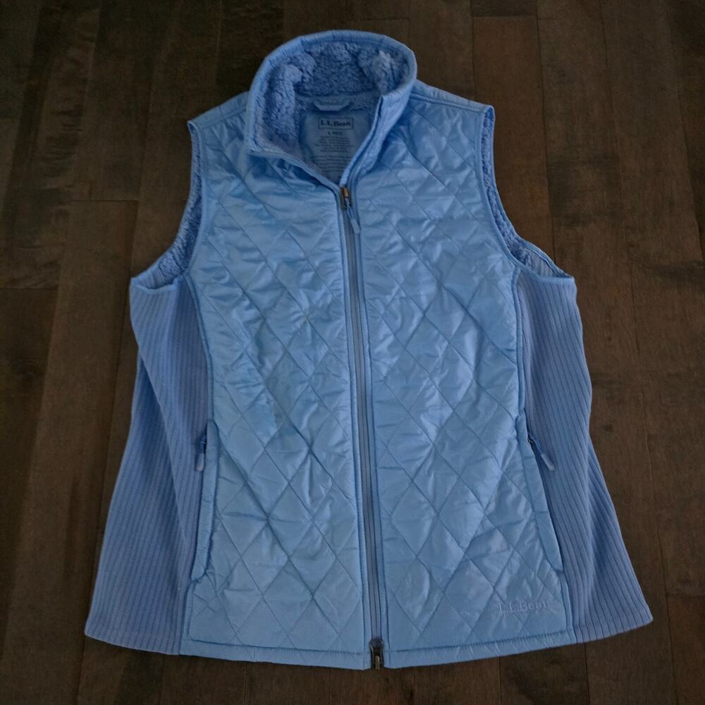 LL Bean Mountain Classic Puffer Vest Womens Large L Blue Quilted Lightweight - Picture 3 of 9